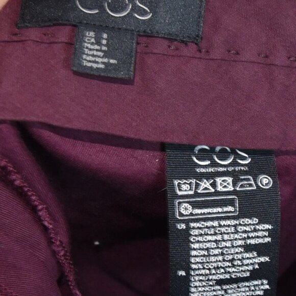 COS Maroon Straight Leg Pants US 8 Women Tailored Capsule Minimalist - Picture 4 of 7